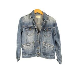 PACSUN Denim Jean Jacket Women Size Small Large Pockets 100% Cotton